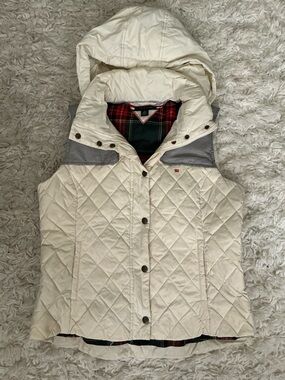 Tommy Hilfiger Cream Hooded Quilted Puffer Vest